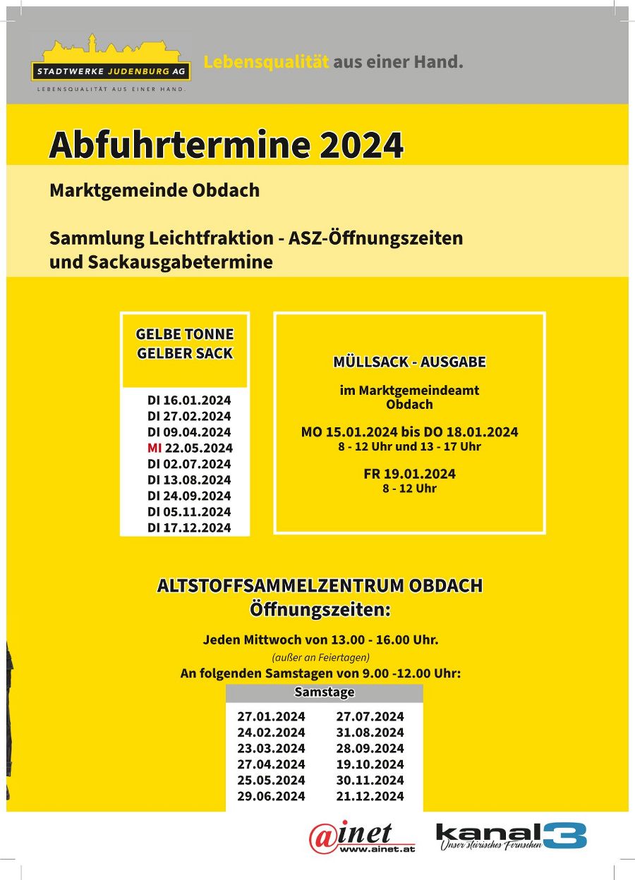 Abfuhrtermine 2024 - Kommunale Abfallwirtschaft Land Steiermark